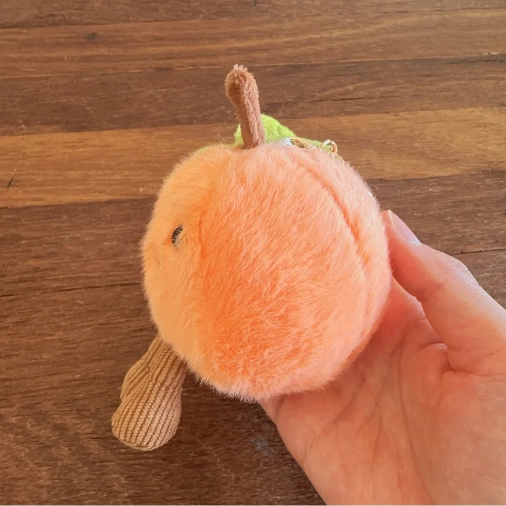 Cute Peach Plush Keychain Bag Charm Kawaii Soft Fruit Plushie Gift New